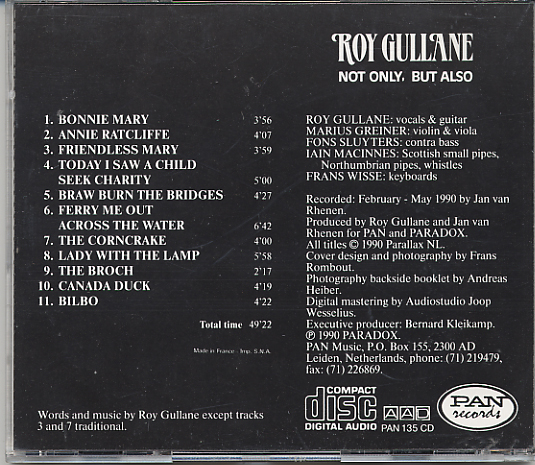 Roy Gullane Not Only But Also Pan Cd 135 Down Home Music Store