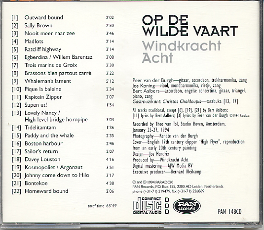 Windkracht Acht - Op De Wilde Vaart Pan CD 148